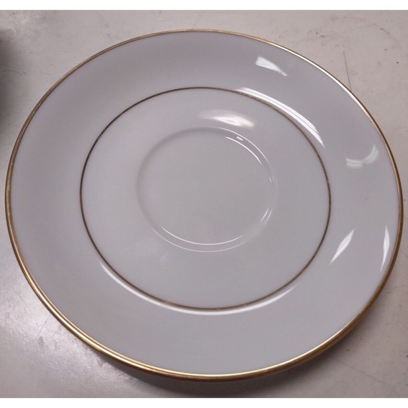 NORITAKE CHINA DAWN COFFEE TEA SAUCERS 5930 GOLD and WHITE CHINA (Lot of 6) - Picture 2 of 6